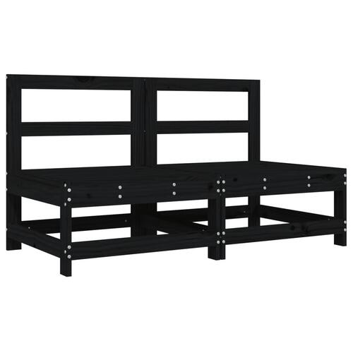 Midtermoduler til sofa 2 stk. med hynder massivt fyrretræ sort