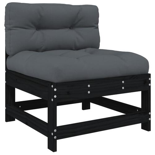 Midtermoduler til sofa 2 stk. med hynder massivt fyrretræ sort