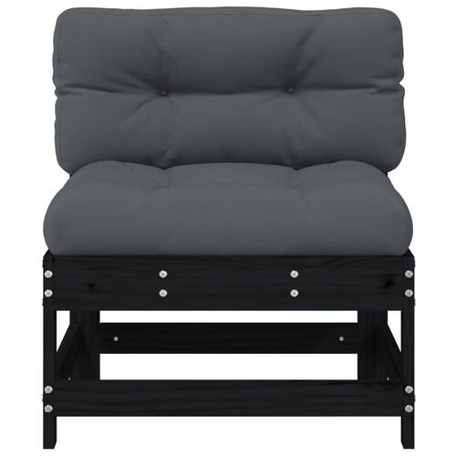 Midtermoduler til sofa 2 stk. med hynder massivt fyrretræ sort
