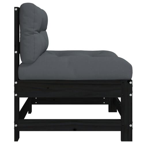 Midtermoduler til sofa 2 stk. med hynder massivt fyrretræ sort