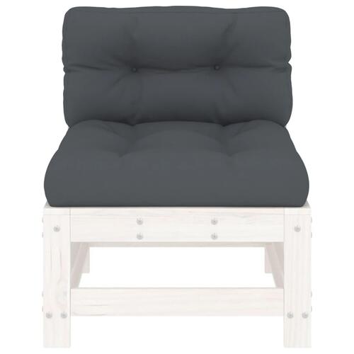 Midtermoduler til sofa 2 stk. med hynder massivt fyrretræ hvid