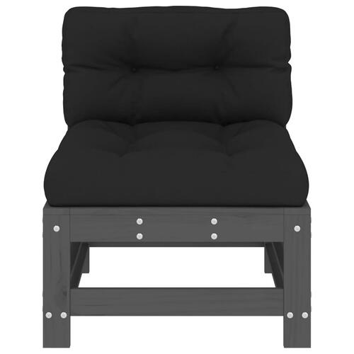 Midtermoduler til sofa 2 stk. med hynder massivt fyrretræ grå