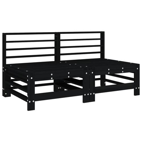Midtermoduler til sofa 2 stk. med hynder massivt fyrretræ sort
