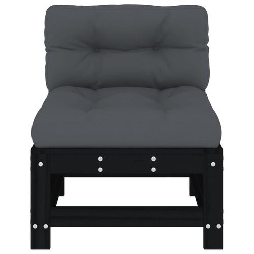 Midtermoduler til sofa 2 stk. med hynder massivt fyrretræ sort