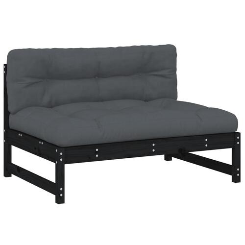 Midtermodul til sofa 120x80 cm massivt fyrretræ sort