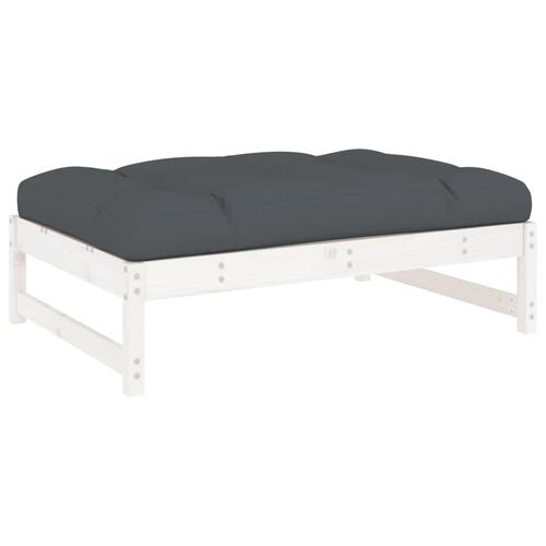 Udendørs fodskammel 120x80 cm massivt fyrretræ hvid