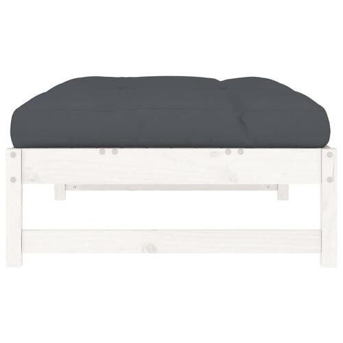 Udendørs fodskammel 120x80 cm massivt fyrretræ hvid