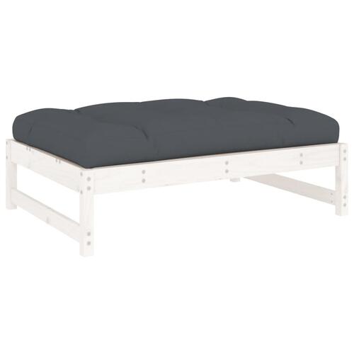 Udendørs fodskammel 120x80 cm massivt fyrretræ hvid