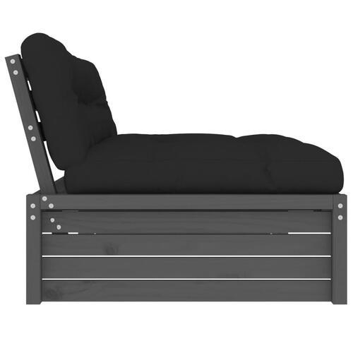 Midtermodul til sofa 120x80 cm massivt fyrretræ grå