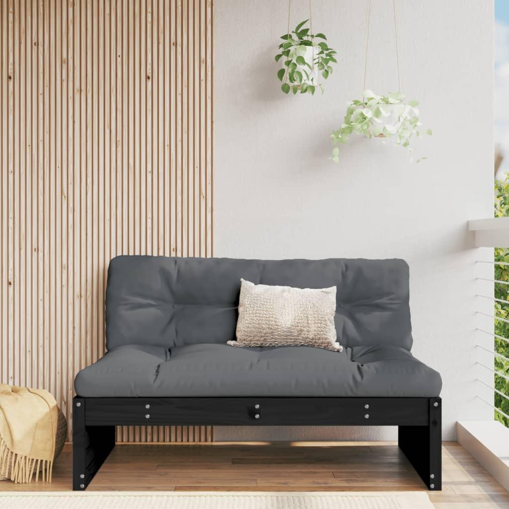 Midtermodul til sofa 120x80 cm massivt fyrretræ sort