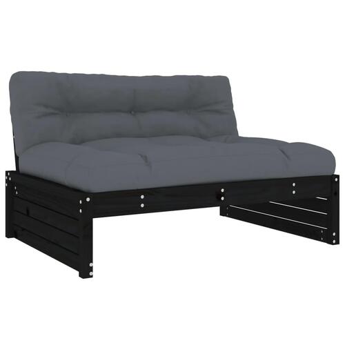 Midtermodul til sofa 120x80 cm massivt fyrretræ sort
