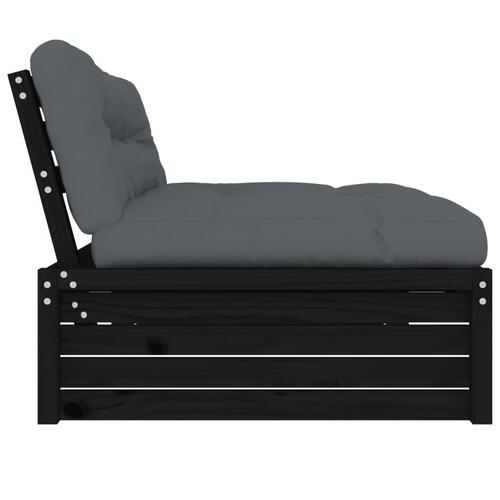 Midtermodul til sofa 120x80 cm massivt fyrretræ sort