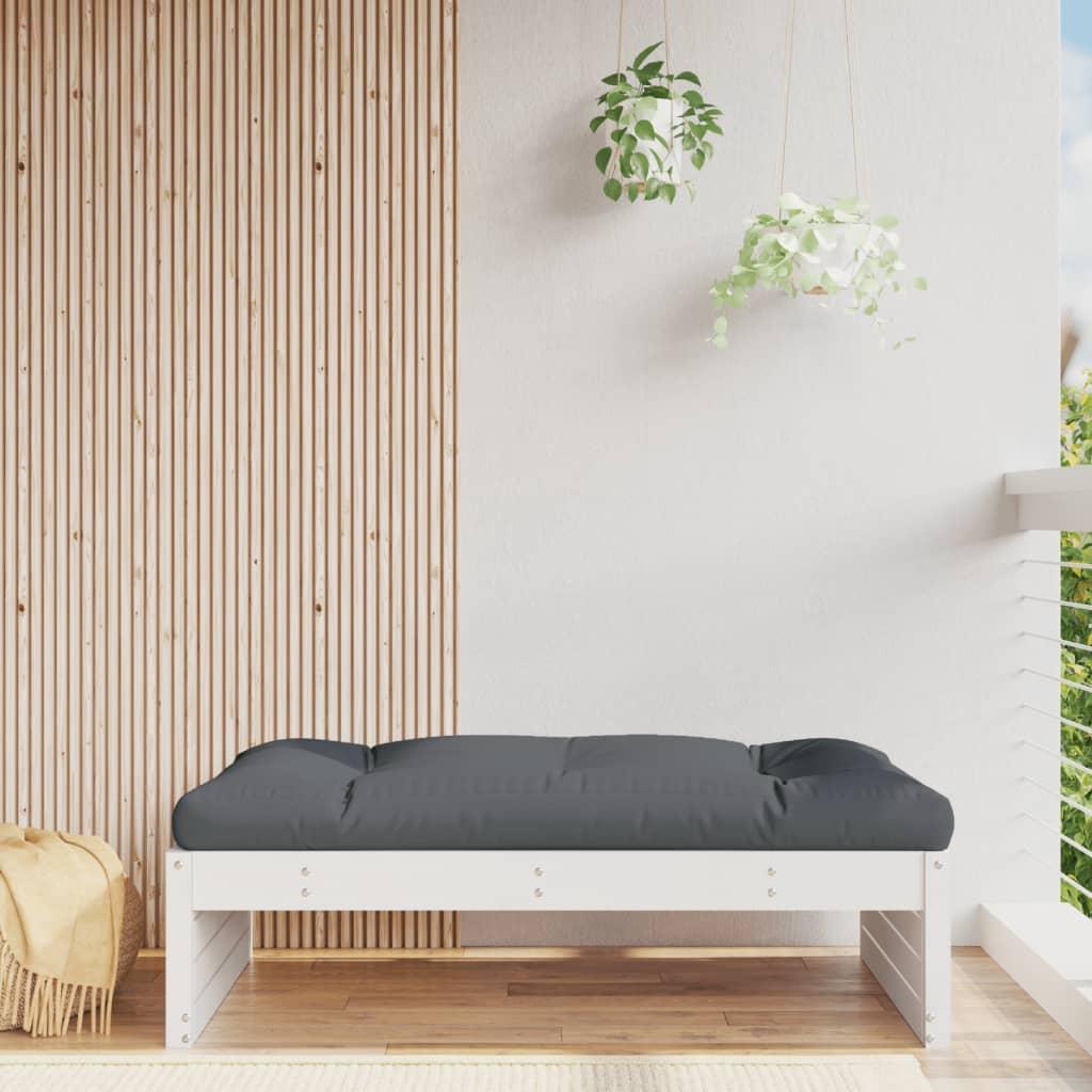 Udendørs fodskammel 120x80 cm massivt fyrretræ hvid