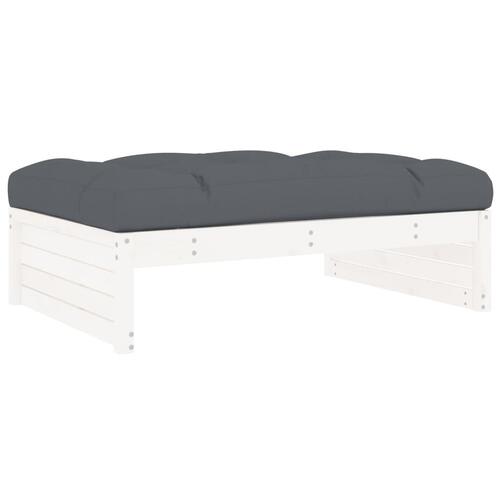 Udendørs fodskammel 120x80 cm massivt fyrretræ hvid