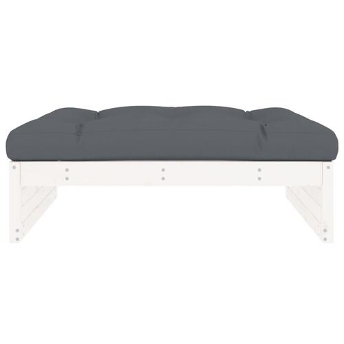 Udendørs fodskammel 120x80 cm massivt fyrretræ hvid