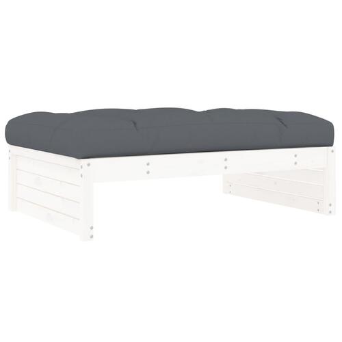 Udendørs fodskammel 120x80 cm massivt fyrretræ hvid