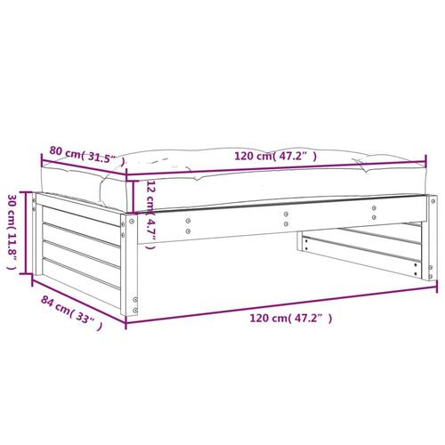 Udendørs fodskammel 120x80 cm massivt fyrretræ sort