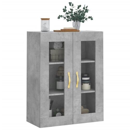 Væghængt skab 69,5x34x90 cm konstrueret træ betongrå