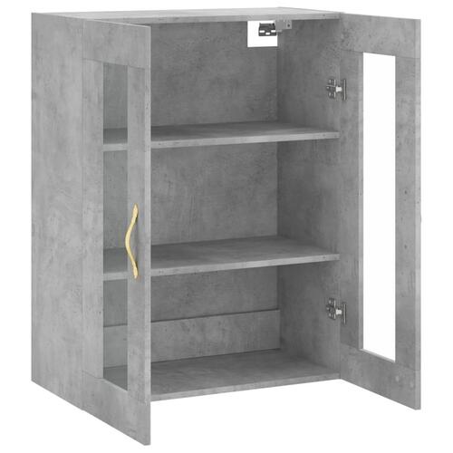 Væghængt skab 69,5x34x90 cm konstrueret træ betongrå