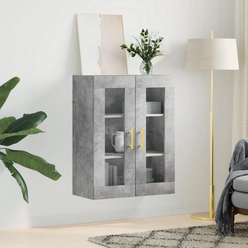 Væghængt skab 69,5x34x90 cm konstrueret træ betongrå