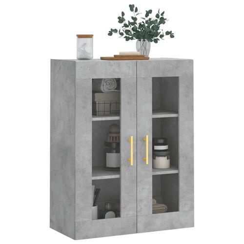 Væghængt skab 69,5x34x90 cm konstrueret træ betongrå