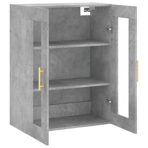 Væghængt skab 69,5x34x90 cm konstrueret træ betongrå