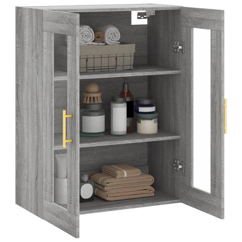 Væghængt skab 69,5x34x90 cm konstrueret træ grå sonoma-eg