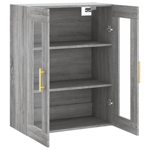 Væghængt skab 69,5x34x90 cm konstrueret træ grå sonoma-eg