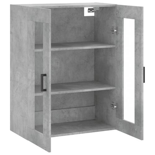 Væghængt skab 69,5x34x90 cm konstrueret træ betongrå