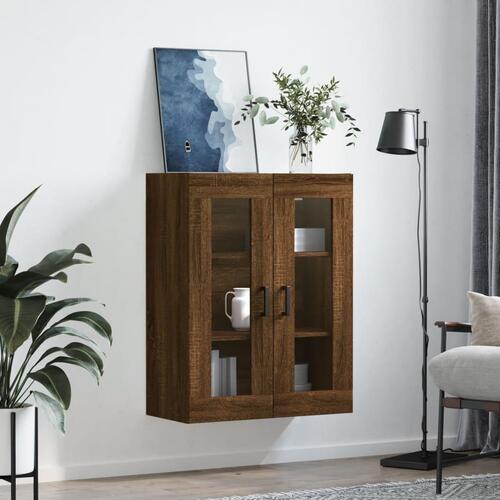 Væghængt skab 69,5x34x90 cm konstrueret træ brun egetræsfarve