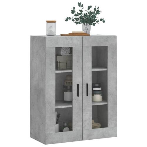 Væghængt skab 69,5x34x90 cm konstrueret træ betongrå