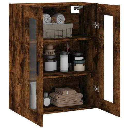 Væghængt skab 69,5x34x90 cm konstrueret træ røget sonoma-eg