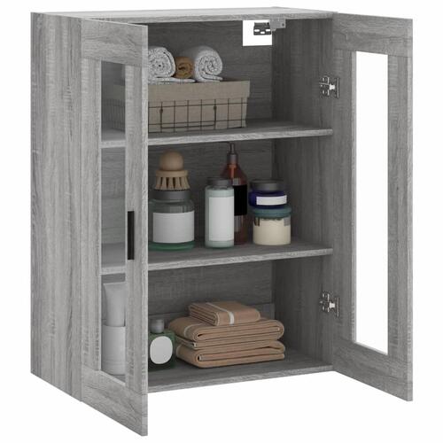 Væghængt skab 69,5x34x90 cm konstrueret træ grå sonoma-eg