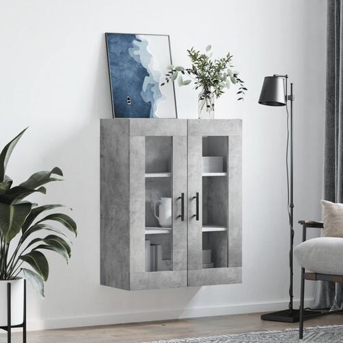 Væghængt skab 69,5x34x90 cm konstrueret træ betongrå