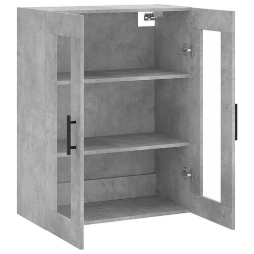 Væghængt skab 69,5x34x90 cm konstrueret træ betongrå