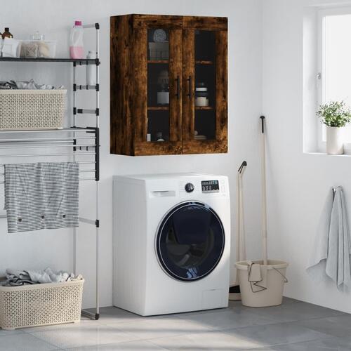 Væghængt skab 69,5x34x90 cm konstrueret træ røget sonoma-eg