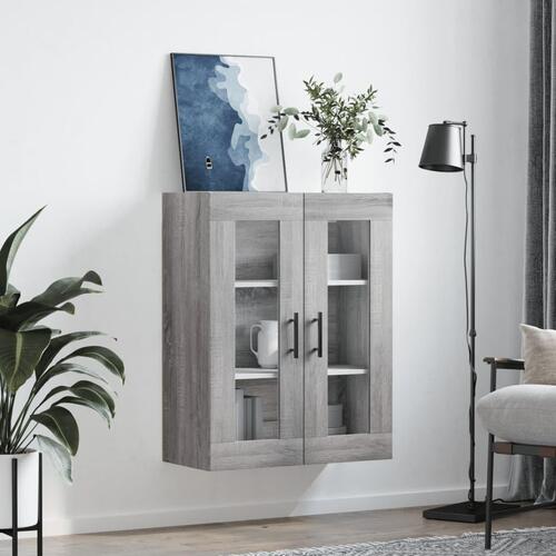 Væghængt skab 69,5x34x90 cm konstrueret træ grå sonoma-eg
