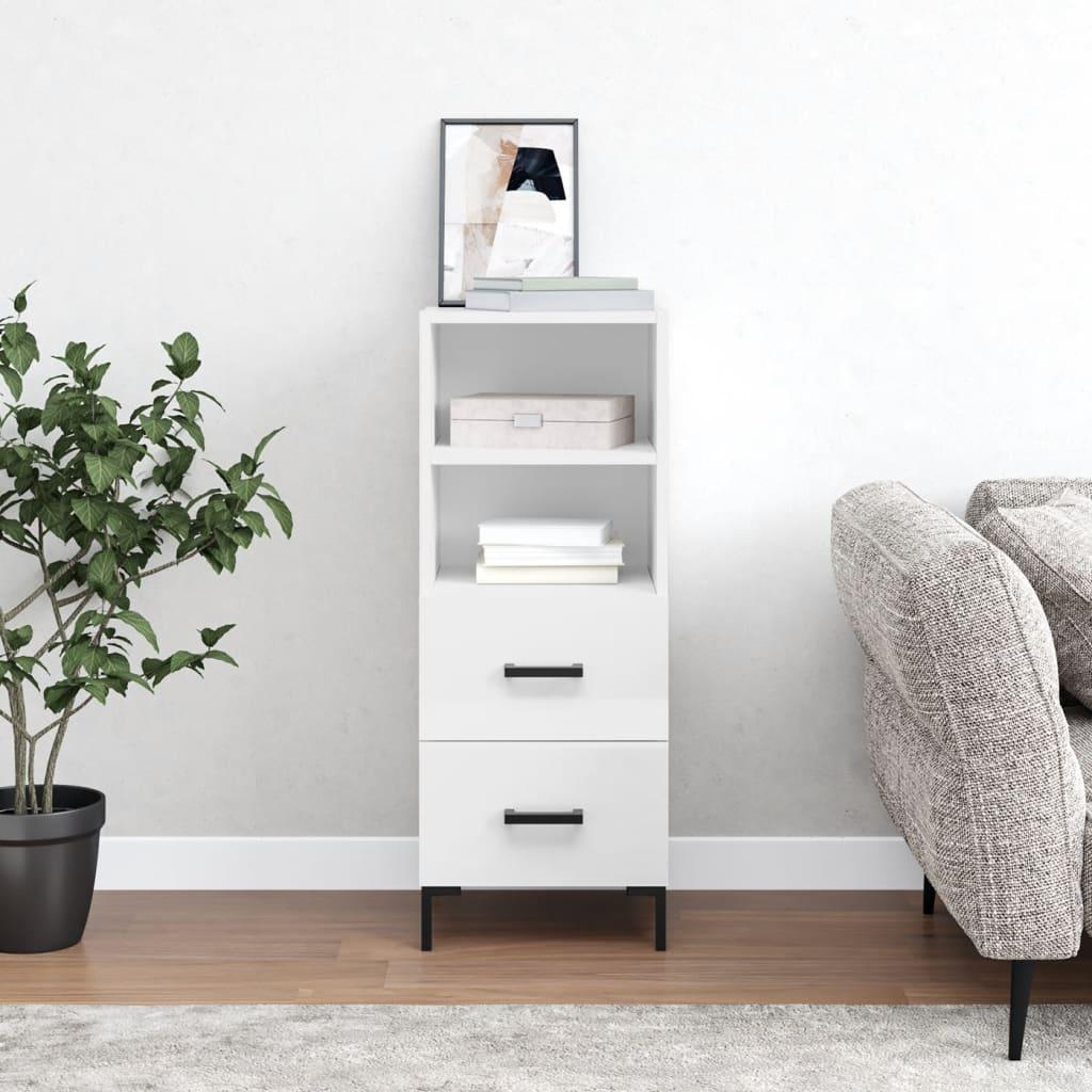 Skænk 34,5x34x90 cm konstrueret træ hvid højglans