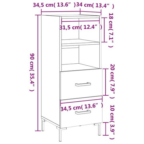 Skænk 34,5x34x90 cm konstrueret træ sonoma-eg