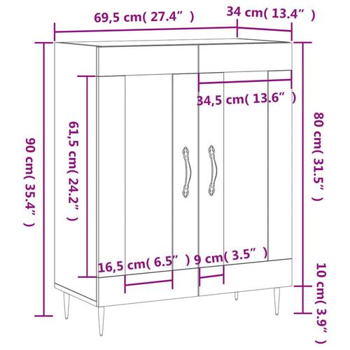 Skænk 69,5x34x90 cm konstrueret træ betongrå
