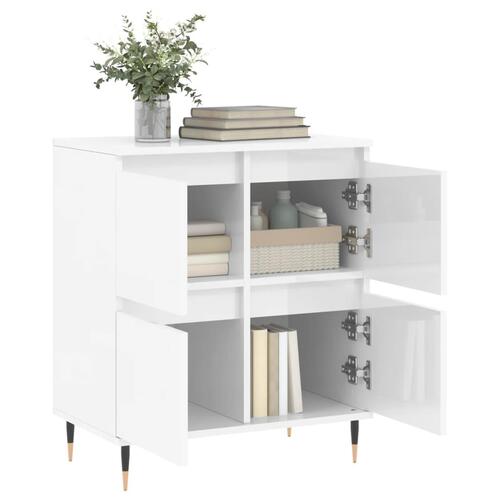 Skænk 60x35x70 cm konstrueret træ hvid højglans