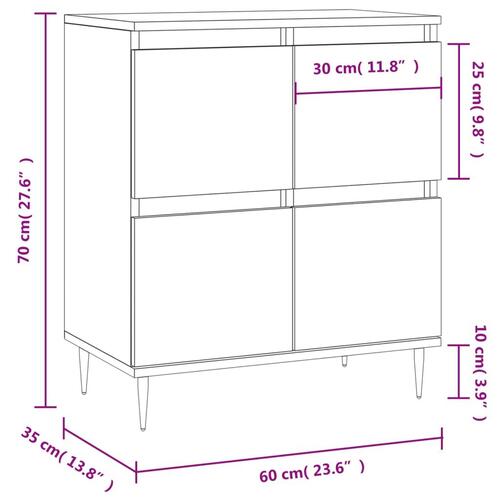 Skænk 60x35x70 cm konstrueret træ hvid højglans