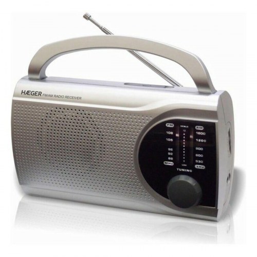 Haeger PR-BIB.004B bærbar AM/FM radio - grå