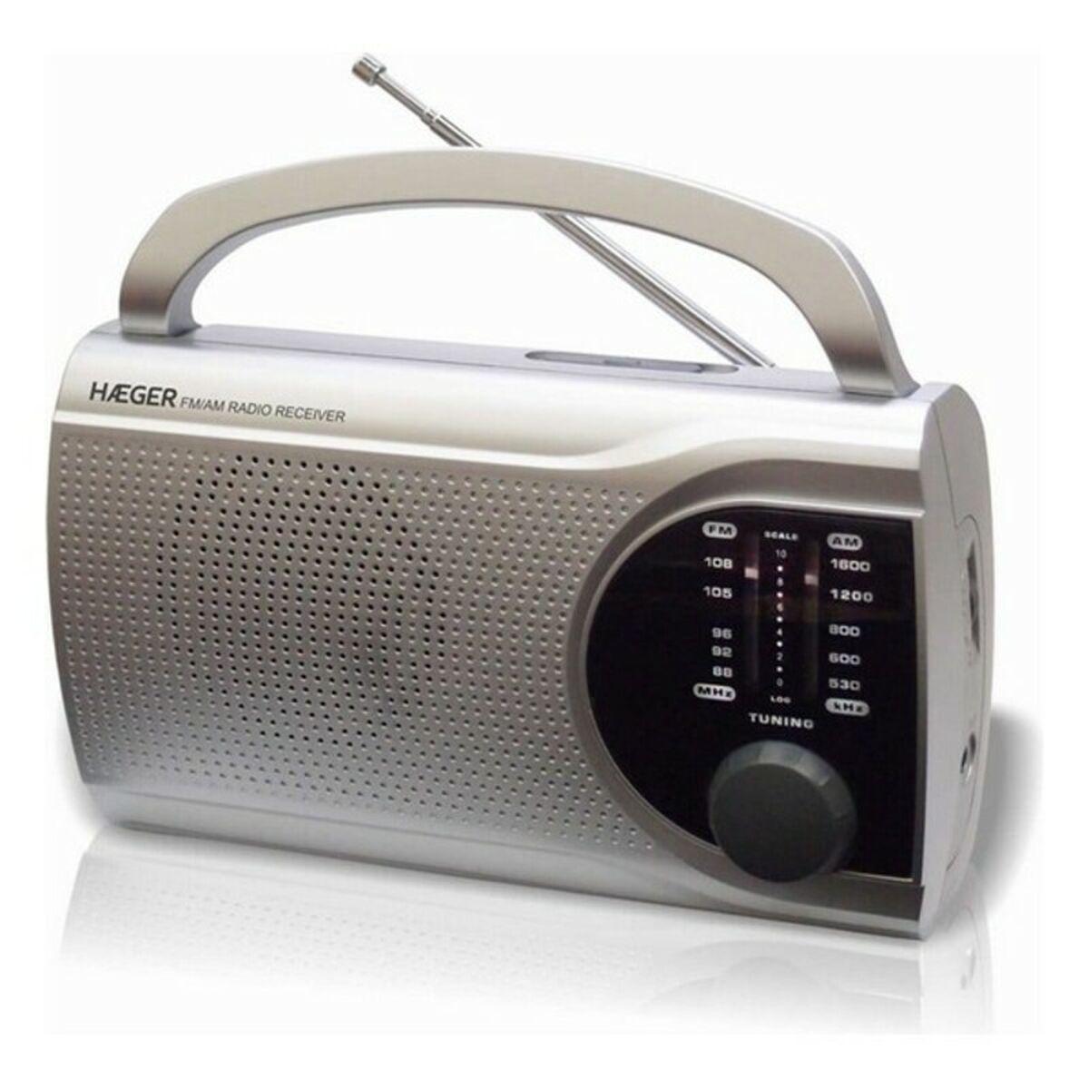 Haeger PR-BIB.004B bærbar AM/FM radio - grå