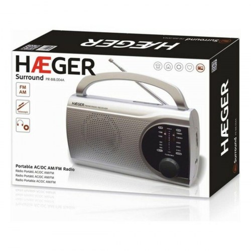 Haeger PR-BIB.004B bærbar AM/FM radio - grå
