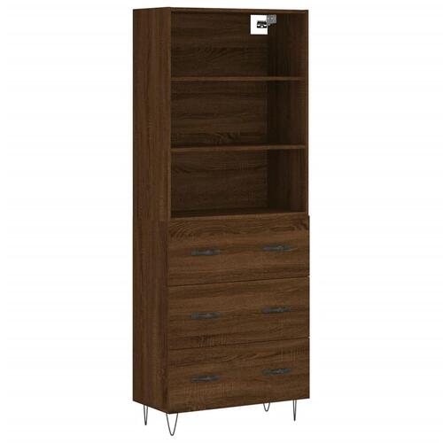 Højskab 69,5x34x180 cm konstrueret træ brun egetræsfarve