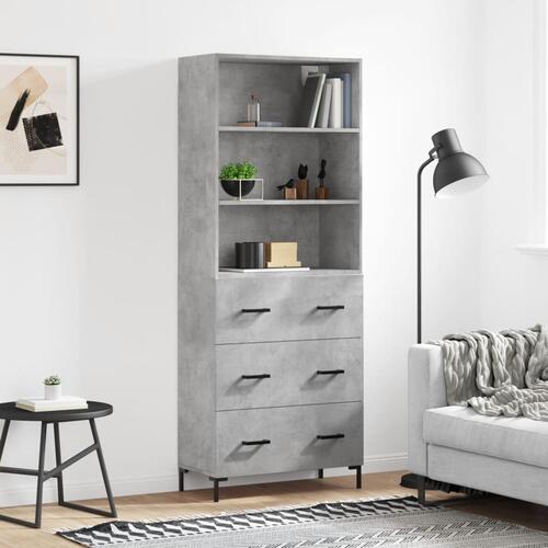 Højskab 69,5x34x180 cm konstrueret træ betongrå