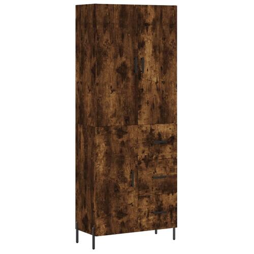 Højskab 69,5x34x180 cm konstrueret træ røget egetræsfarve