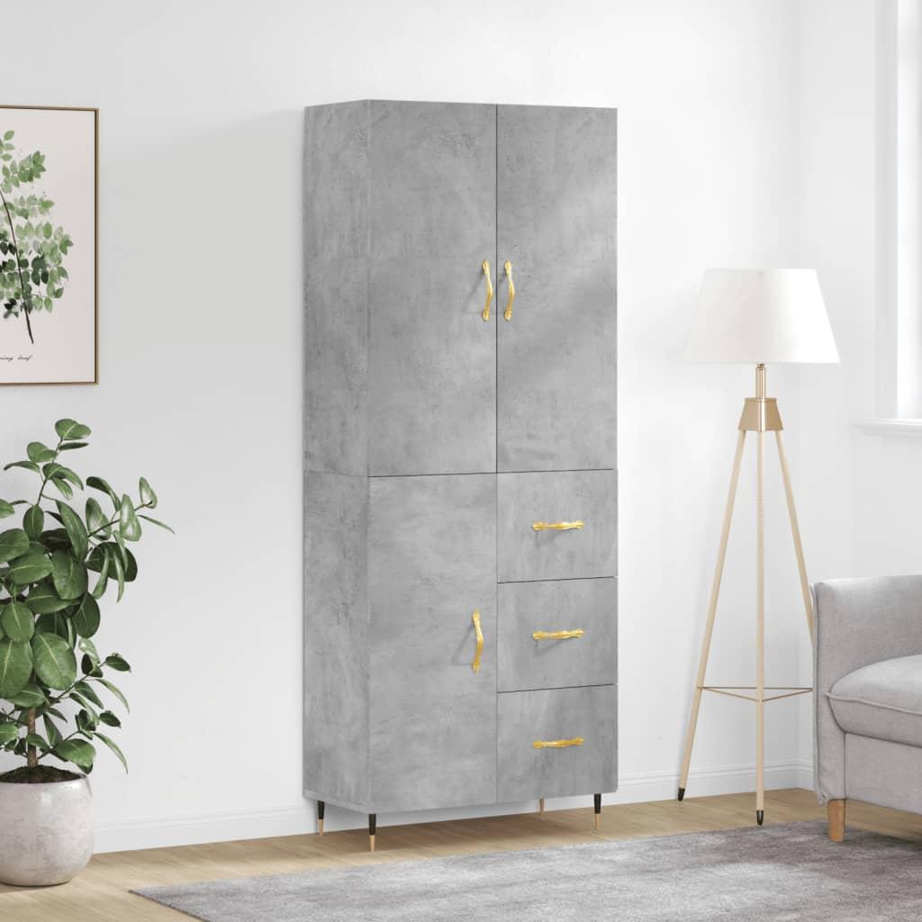 Højskab 69,5x34x180 cm konstrueret træ betongrå billede