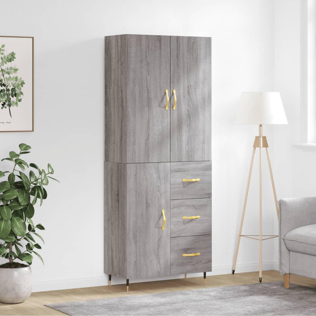 Højskab 69,5×34×180 cm - konstrueret træ i grå sonoma-eg billede